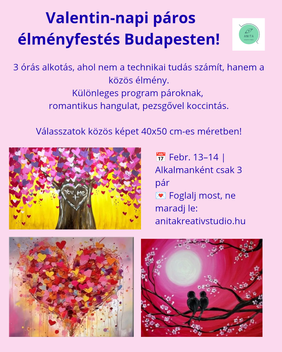 Valentin-napi páros élményfestés – romantikus alkotás